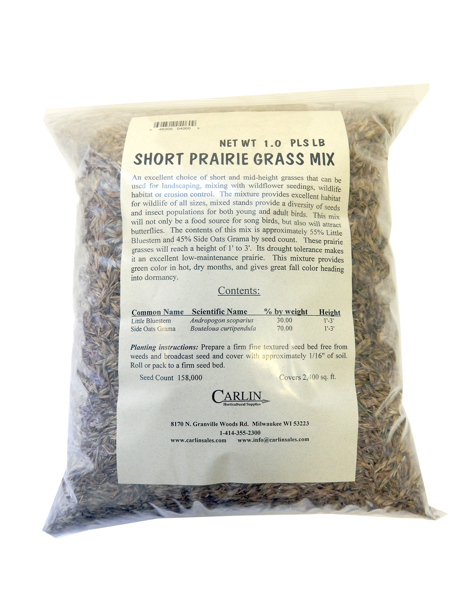 Short Prairie Grass Mix 1 lb - Wildflower Seed